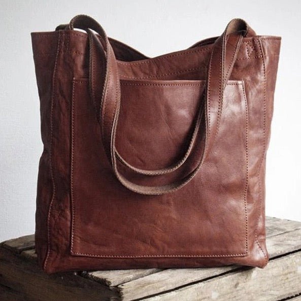 Leren Handtas Dames Klassiek Elegant Schoudertas Bruin Donkerbruin Zwart Dagelijks Gebruik Compact Tijdloos | Sulvida