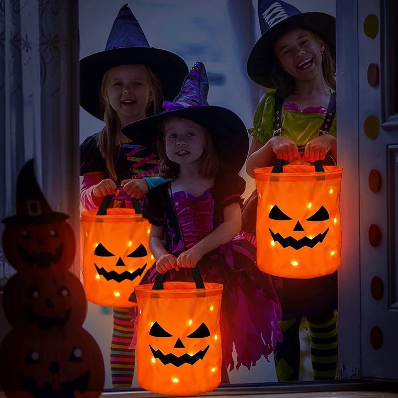 Verlichte Pompoen Snoepzak Halloween met LED Verlichting 3 Lichtmodi Kinderfeest Decoratie Trick or Treat | Sulvida