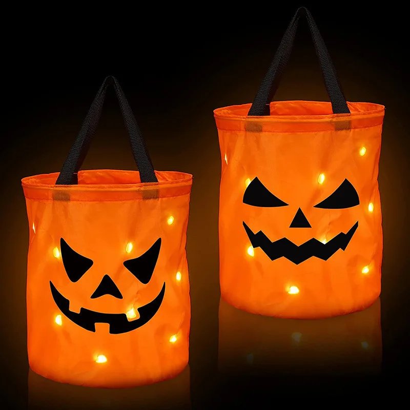 Verlichte Pompoen Snoepzak Halloween met LED Verlichting 3 Lichtmodi Kinderfeest Decoratie Trick or Treat | Sulvida