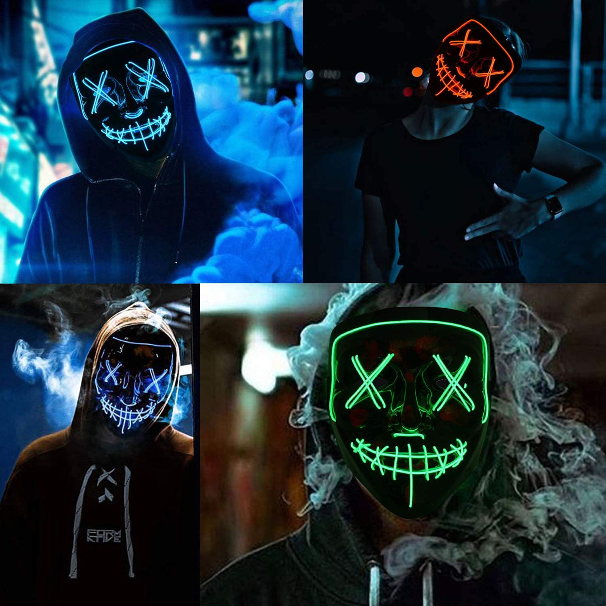 Oplichtend Masker voor Feest Halloween Cosplay Festival Volwassenen met LED Verlichting en Kleureffect | Sulvida