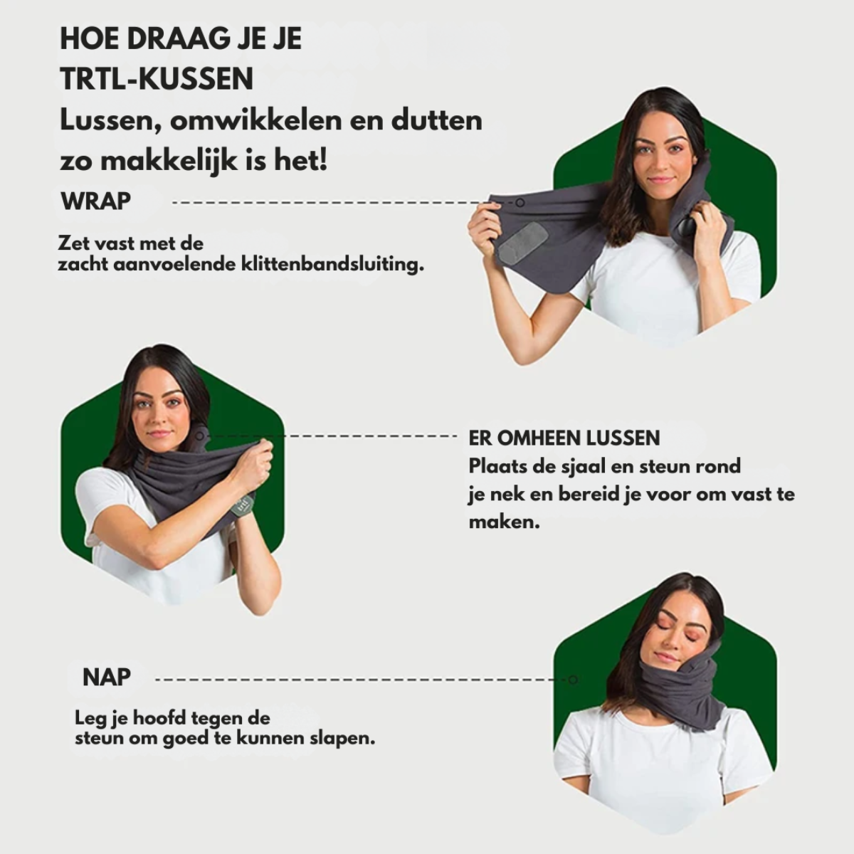 Ergonomisch nekkussen voor op reis machinewasbaar in grijs of zwart comfort voor vliegtuig trein auto | Sulvida