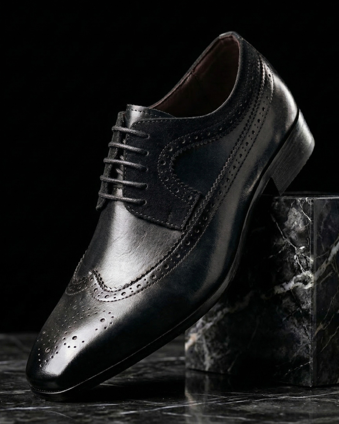 Derby Brogue Herenschoen Leder met Suède Panelen Gevoerde Binnenzool Klassiek Rubber Zool Zakelijk Casual | Sulvida