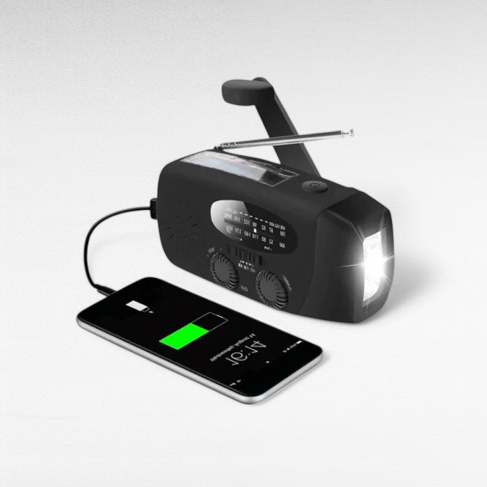 Multifunctionele Dynamo Noodradio Zaklamp Powerbank Handslinger Opladen Zonne-energie Solar FM AM voor Camping | Sulvida