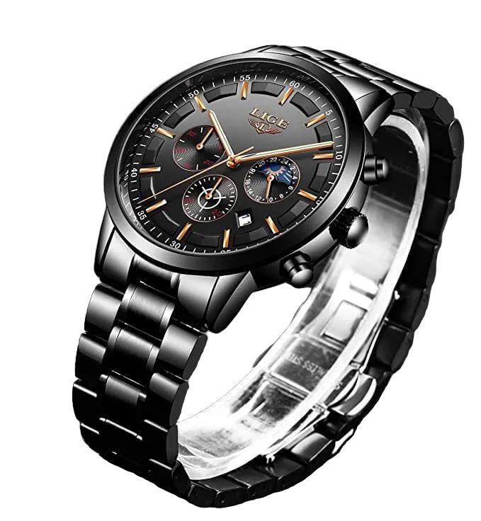 Herenhorloge met Zwarte Stalen Band en Wijzerplaat – Klassiek Design Business Casual Polshorloge Heren | Sulvida