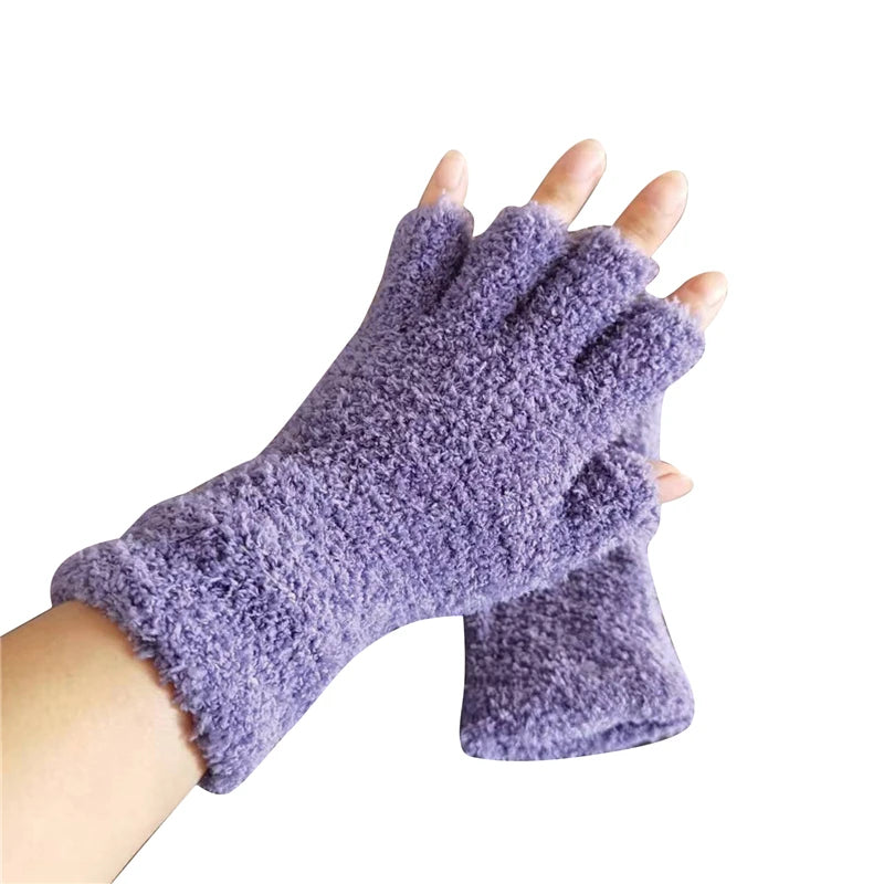 Gebreide Vingerloze Handschoenen – Warme Halfvingerhandschoenen voor Winter – Zachte Fleece Voering Dames | Sulvida