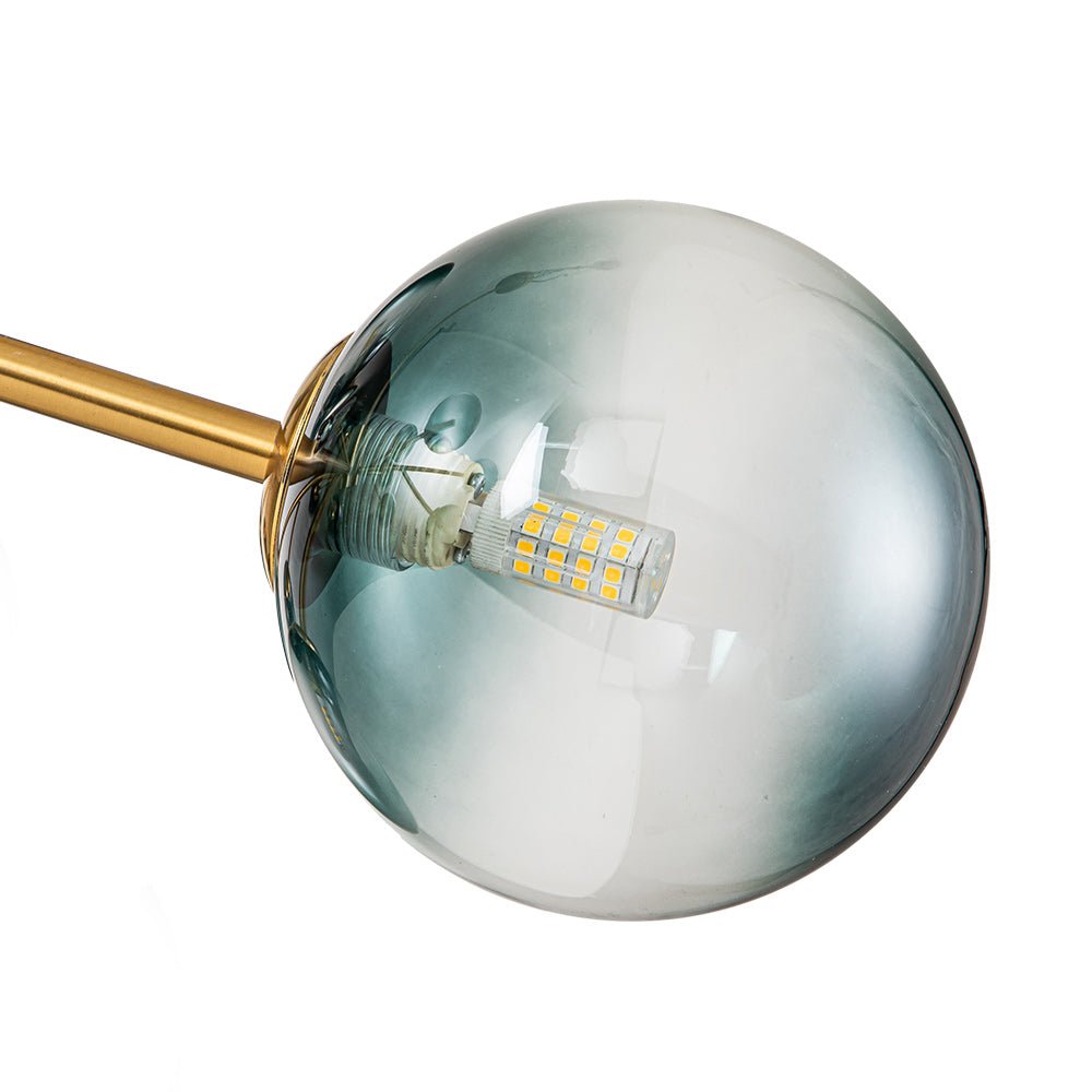 Hedendaagse kroonluchter 15 blauwe glazen bollen takkenontwerp zwart goud modern interieur verlichting | Sulvida