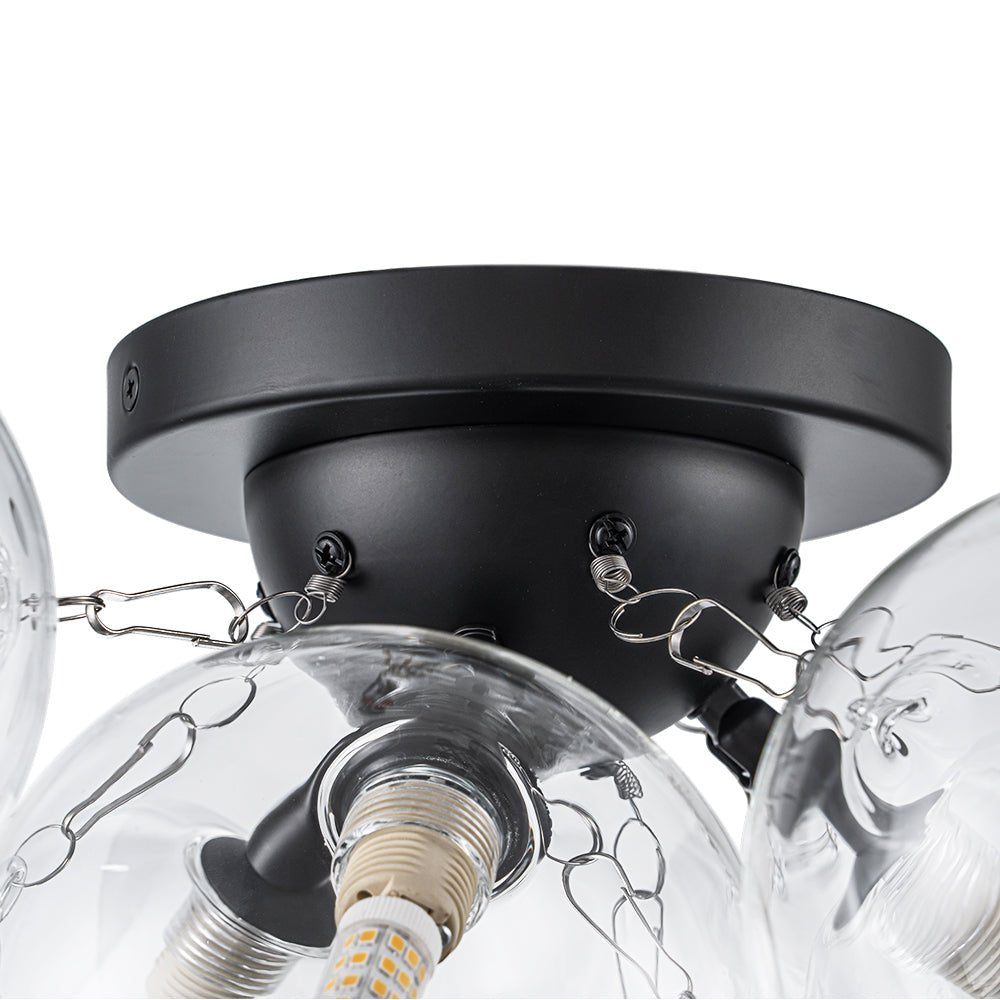 Semi-plafondlamp 3 lichtpunten messing helder glas bol bubble stijl moderne verlichting hal woonkamer | Sulvida