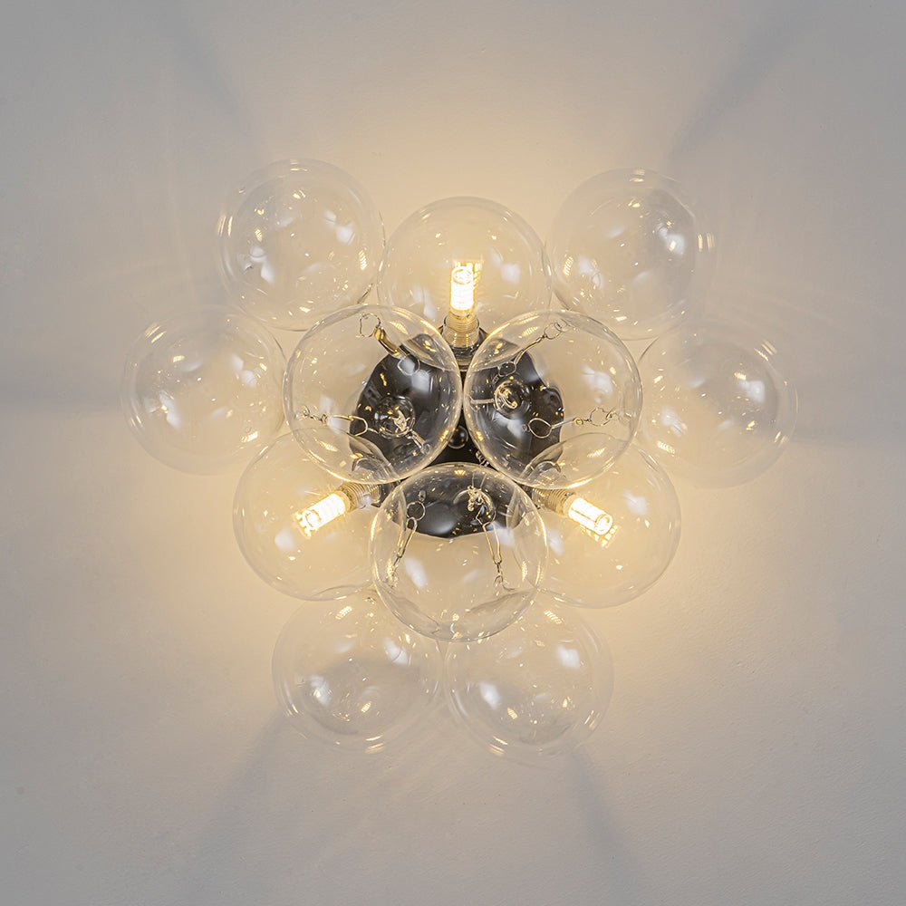 Semi-plafondlamp 3 lichtpunten messing helder glas bol bubble stijl moderne verlichting hal woonkamer | Sulvida