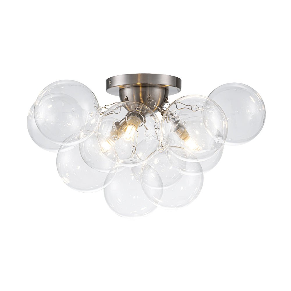Semi-plafondlamp 3 lichtpunten messing helder glas bol bubble stijl moderne verlichting hal woonkamer | Sulvida