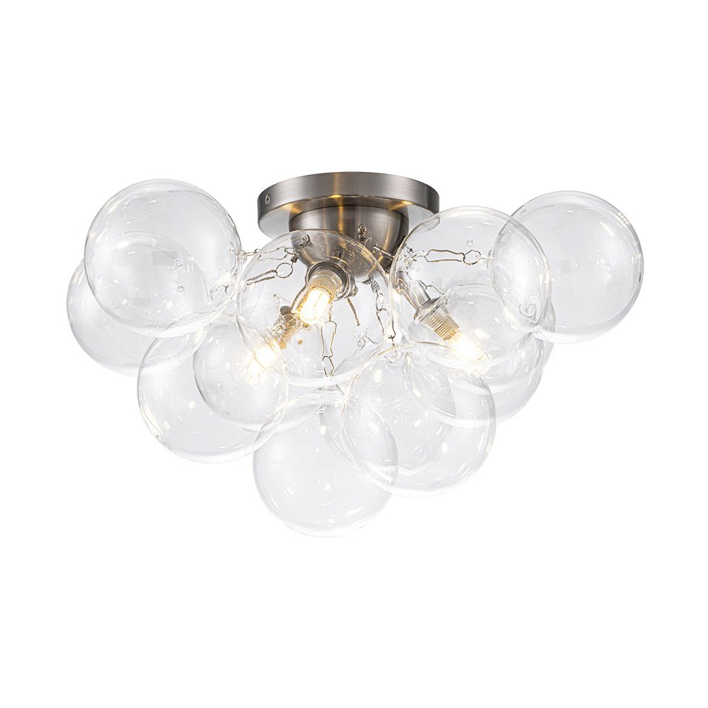 Semi-plafondlamp 3 lichtpunten messing helder glas bol bubble stijl moderne verlichting hal woonkamer | Sulvida