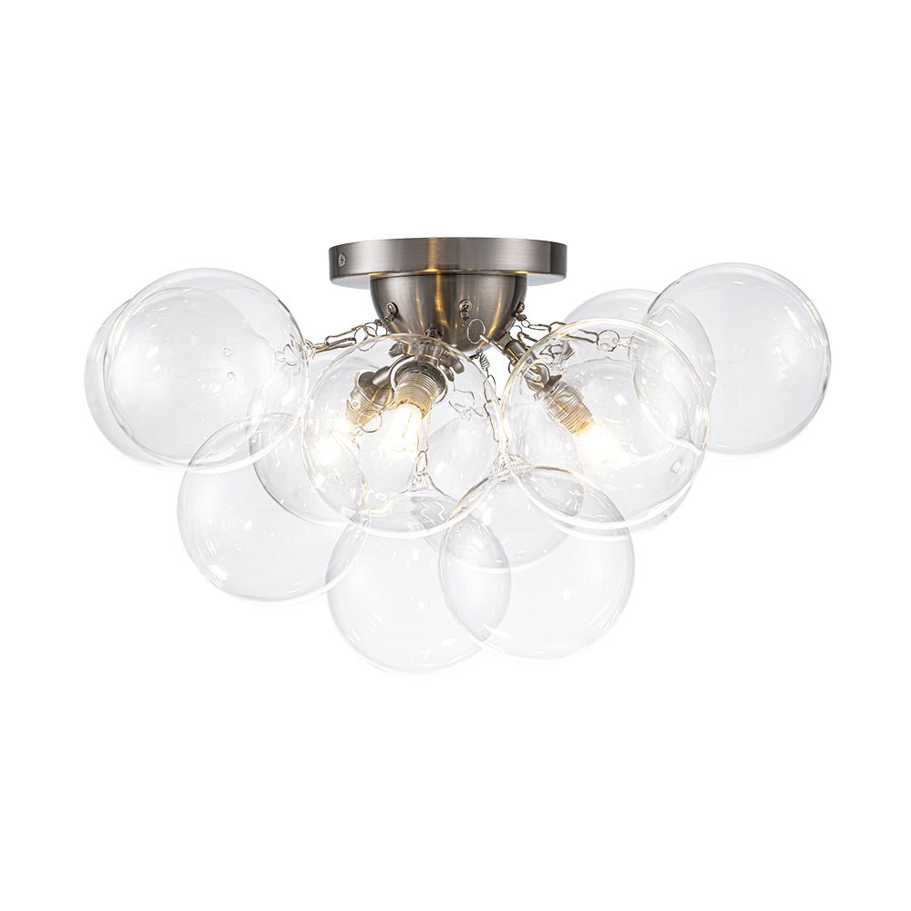 Semi-plafondlamp 3 lichtpunten messing helder glas bol bubble stijl moderne verlichting hal woonkamer | Sulvida