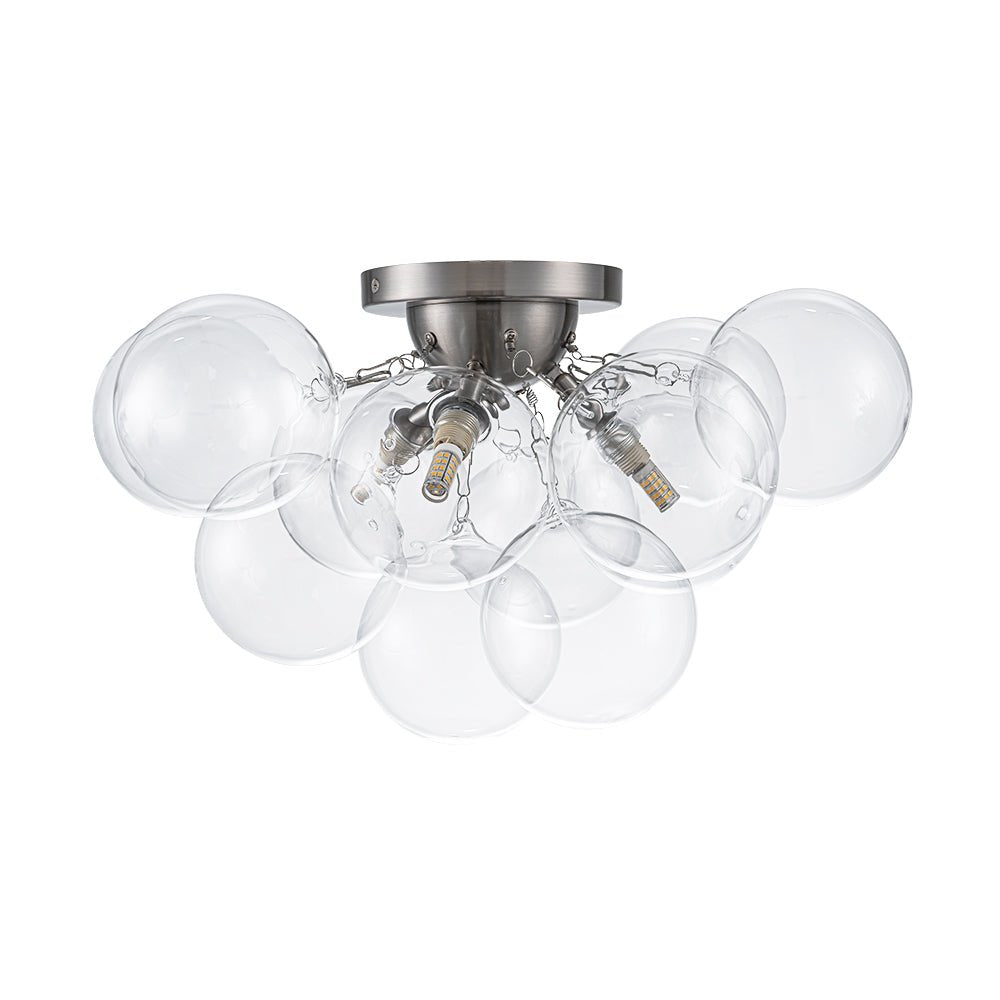 Semi-plafondlamp 3 lichtpunten messing helder glas bol bubble stijl moderne verlichting hal woonkamer | Sulvida