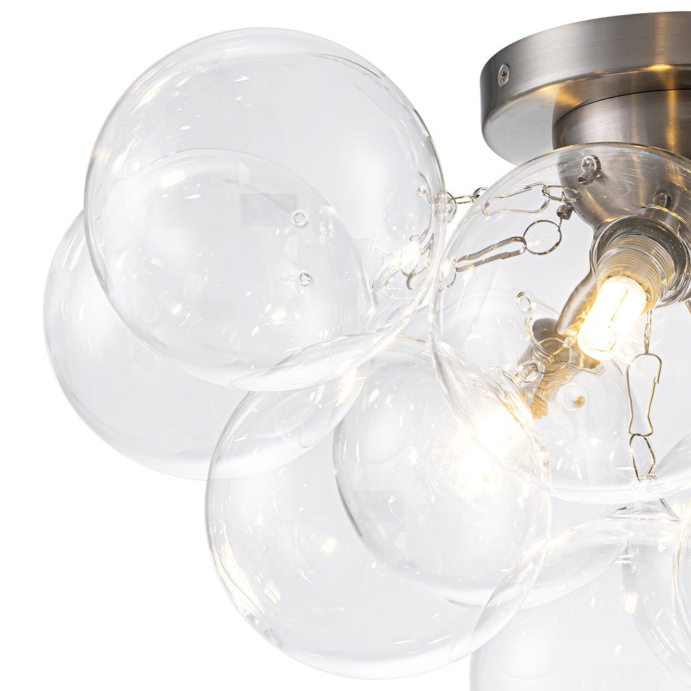 Semi-plafondlamp 3 lichtpunten messing helder glas bol bubble stijl moderne verlichting hal woonkamer | Sulvida