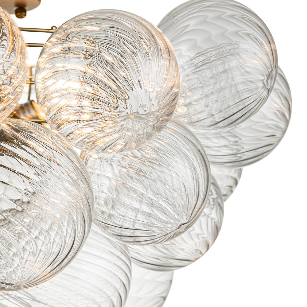 Glazen Plafondbel Kroonluchter Goudkleurig 3-Lichts Ribbel Bubble Plafondlamp Moderne Woonkamer Slaapkamer | Sulvida