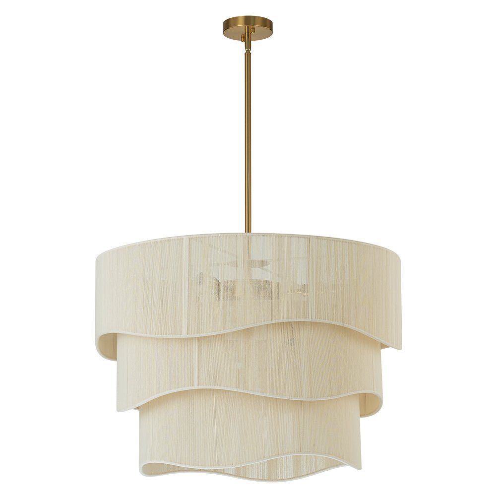Hanglamp Gelaagd Beige Geweven Touw Ø70cm Boho Sfeerverlichting Eetkamer Woonkamer Entree 6-Lichts E12 | Sulvida