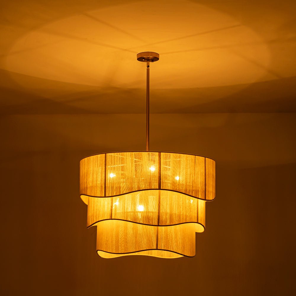Hanglamp Gelaagd Beige Geweven Touw Ø70cm Boho Sfeerverlichting Eetkamer Woonkamer Entree 6-Lichts E12 | Sulvida
