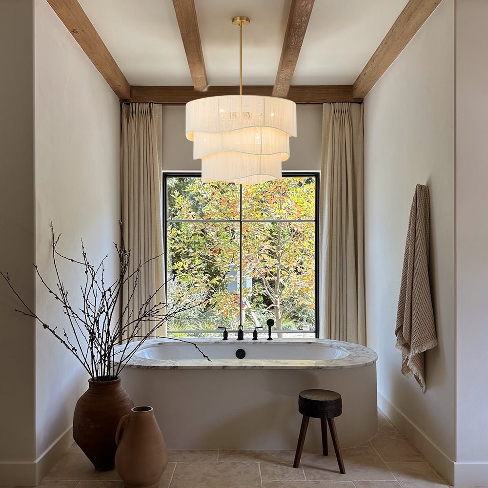 Hanglamp Gelaagd Beige Geweven Touw Ø70cm Boho Sfeerverlichting Eetkamer Woonkamer Entree 6-Lichts E12 | Sulvida