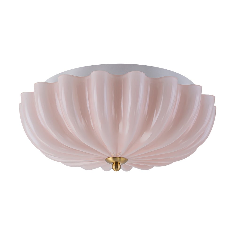 Glazen Plafondlamp Geplooide Bloem Semi Flush Mount Roze Bruin Art Deco 3-Lichts Vintage Verlichting | Sulvida
