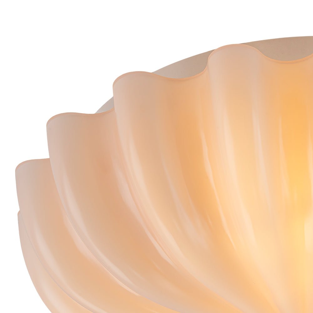 Glazen Plafondlamp Geplooide Bloem Semi Flush Mount Roze Bruin Art Deco 3-Lichts Vintage Verlichting | Sulvida