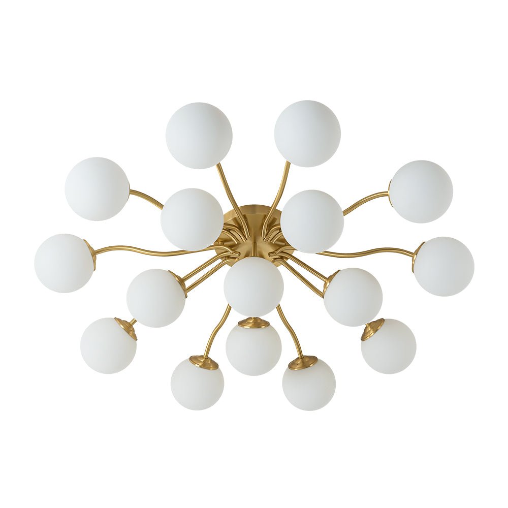 Plafondlamp Geborsteld Messing met Melkglazen Bollen Modern Design 6/11/16 Lichtpunten Dimbaar Sputnik Stijl | Sulvida