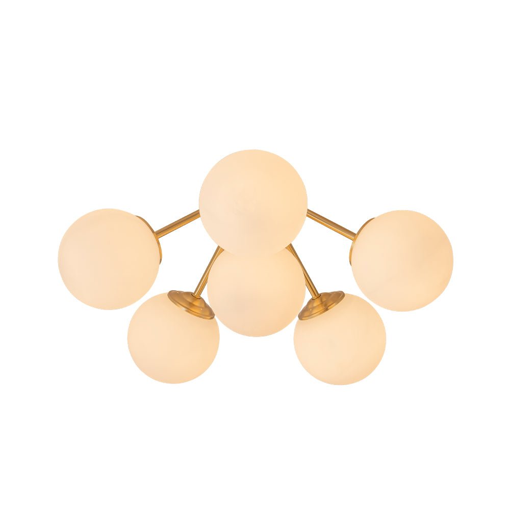 Plafondlamp Geborsteld Messing met Melkglazen Bollen Modern Design 6/11/16 Lichtpunten Dimbaar Sputnik Stijl | Sulvida