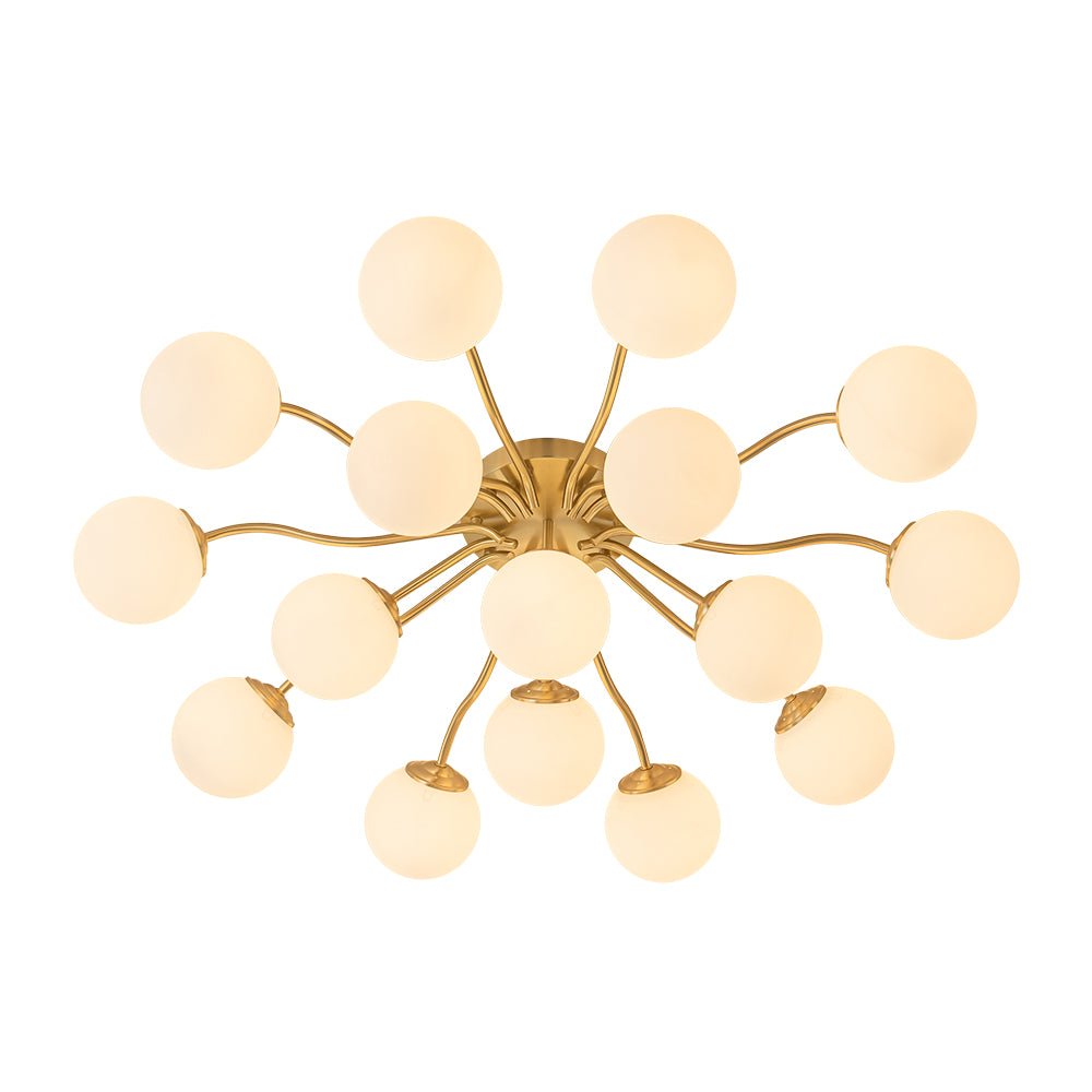 Plafondlamp Geborsteld Messing met Melkglazen Bollen Modern Design 6/11/16 Lichtpunten Dimbaar Sputnik Stijl | Sulvida