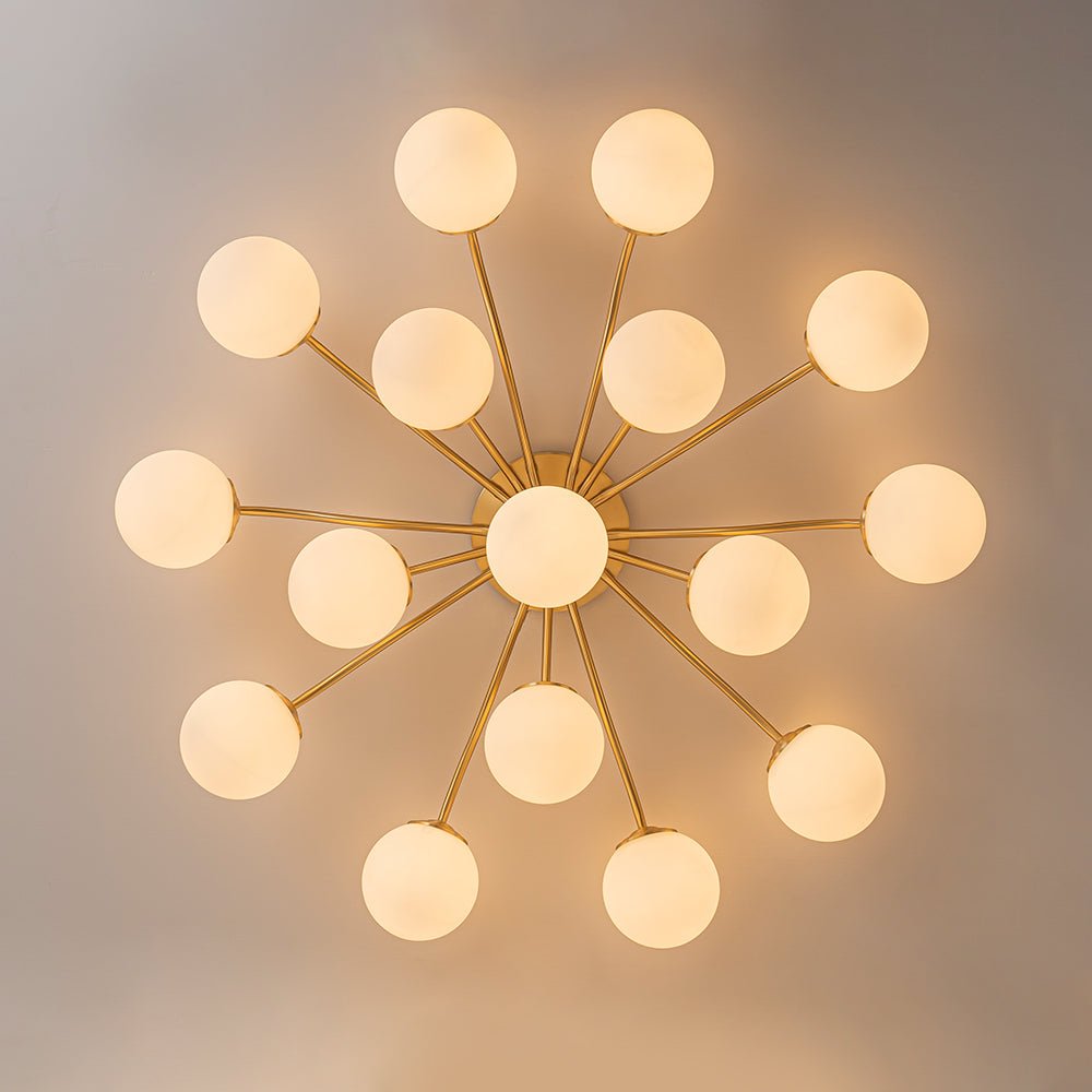 Plafondlamp Geborsteld Messing met Melkglazen Bollen Modern Design 6/11/16 Lichtpunten Dimbaar Sputnik Stijl | Sulvida