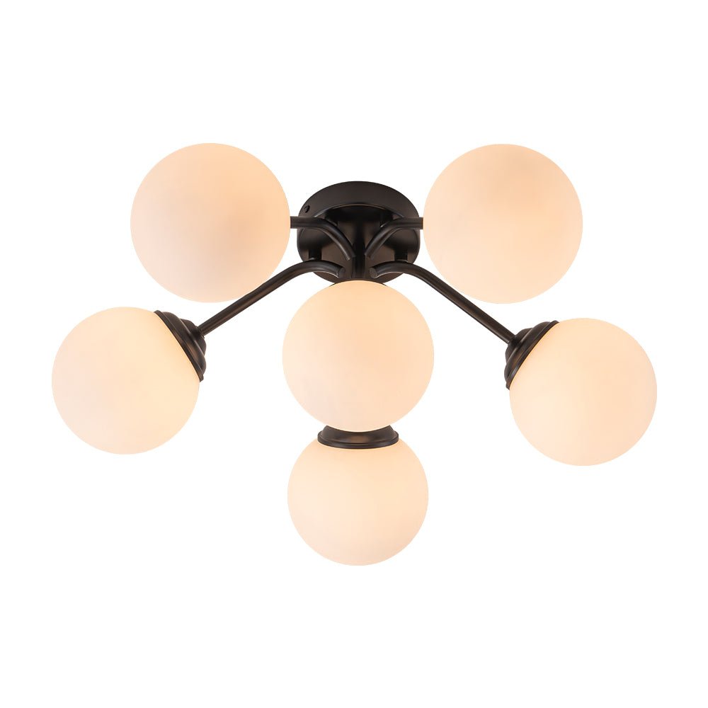 Plafondlamp Geborsteld Messing met Melkglazen Bollen Modern Design 6/11/16 Lichtpunten Dimbaar Sputnik Stijl | Sulvida