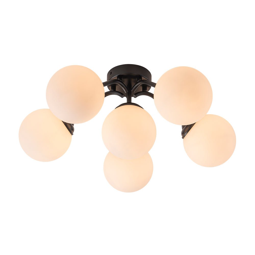 Plafondlamp Geborsteld Messing met Melkglazen Bollen Modern Design 6/11/16 Lichtpunten Dimbaar Sputnik Stijl | Sulvida