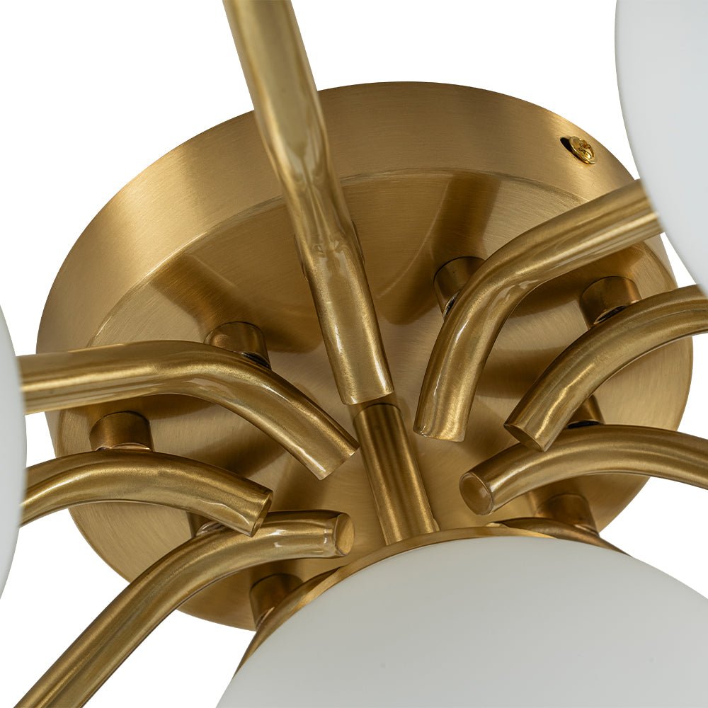 Plafondlamp Geborsteld Messing met Melkglazen Bollen Modern Design 6/11/16 Lichtpunten Dimbaar Sputnik Stijl | Sulvida