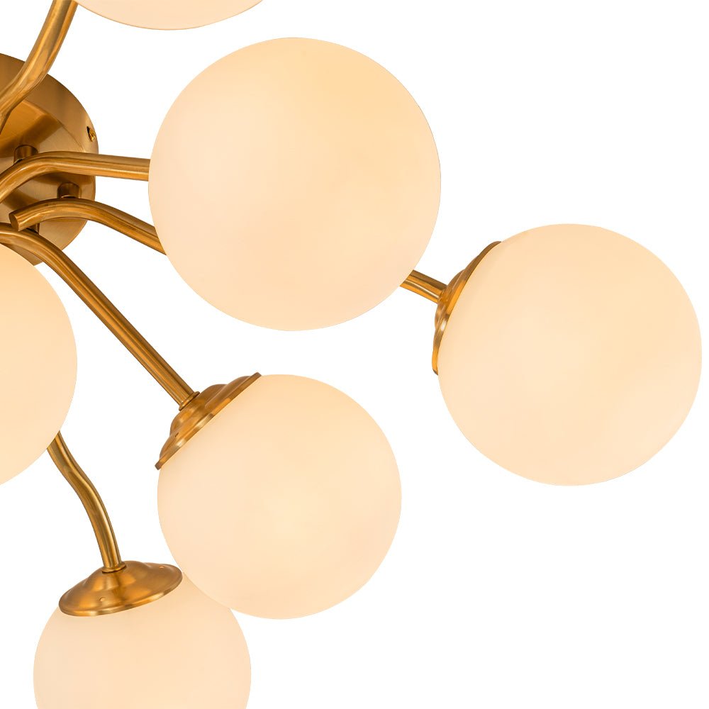 Plafondlamp Geborsteld Messing met Melkglazen Bollen Modern Design 6/11/16 Lichtpunten Dimbaar Sputnik Stijl | Sulvida