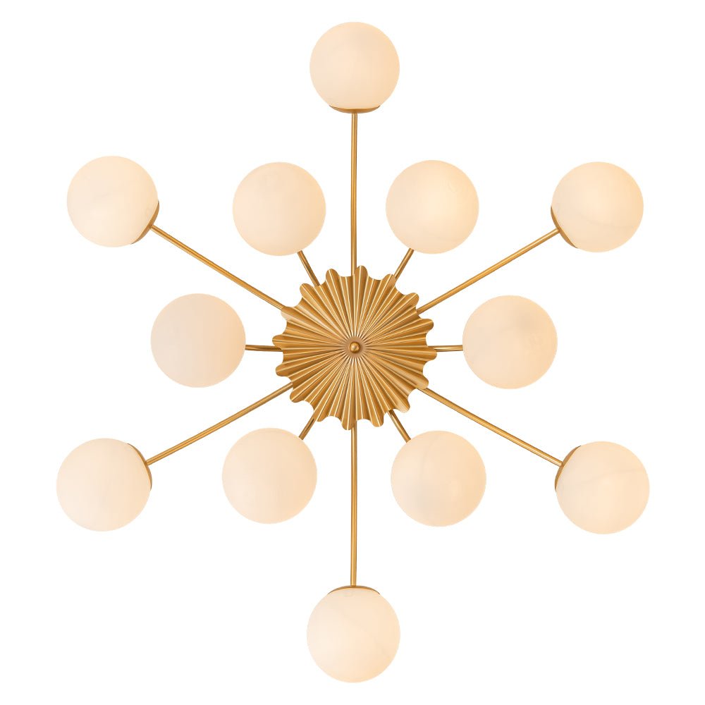 Glazen Bubble Kroonluchter 12 Lichtpunten Semi-Plafond Opaal Wit Glas Messing Chroom Zwart Moderne Hanglamp | Sulvida