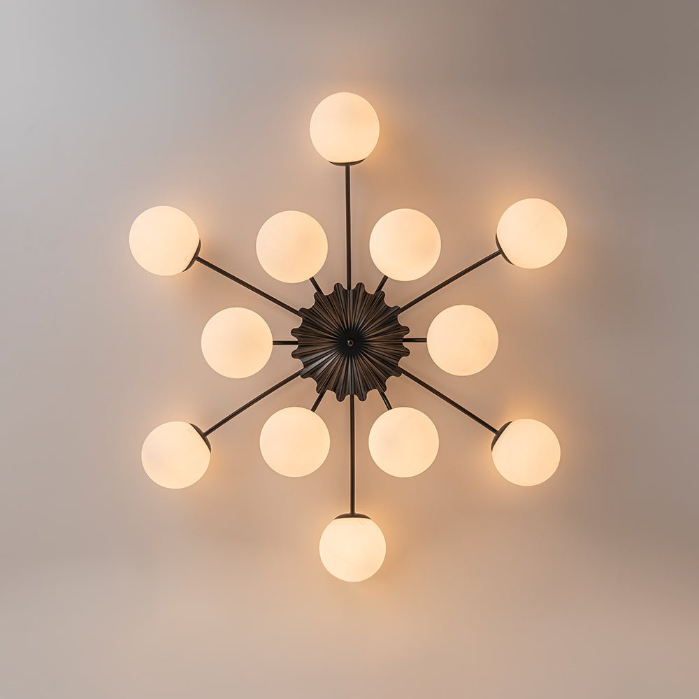 Glazen Bubble Kroonluchter 12 Lichtpunten Semi-Plafond Opaal Wit Glas Messing Chroom Zwart Moderne Hanglamp | Sulvida
