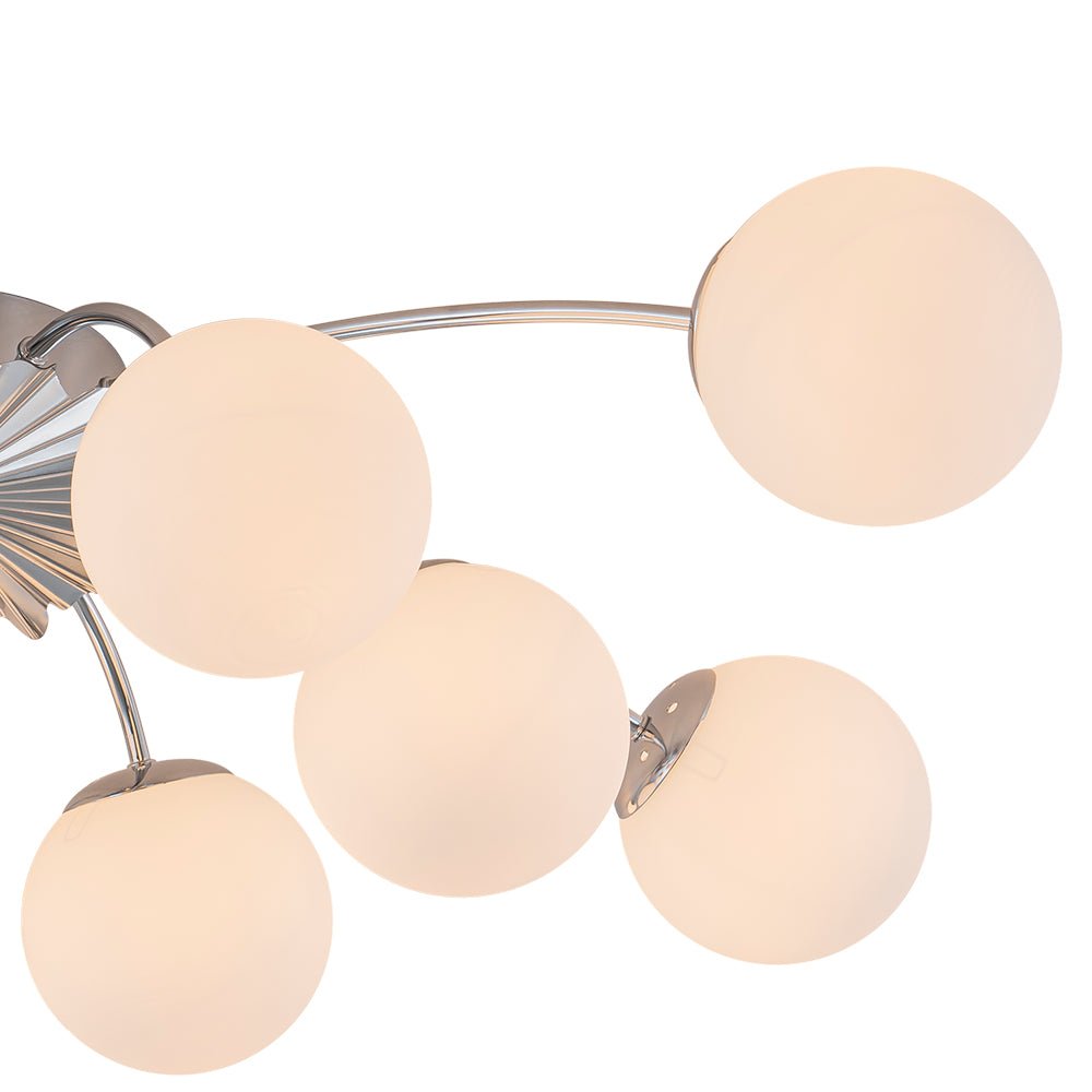 Glazen Bubble Kroonluchter 12 Lichtpunten Semi-Plafond Opaal Wit Glas Messing Chroom Zwart Moderne Hanglamp | Sulvida
