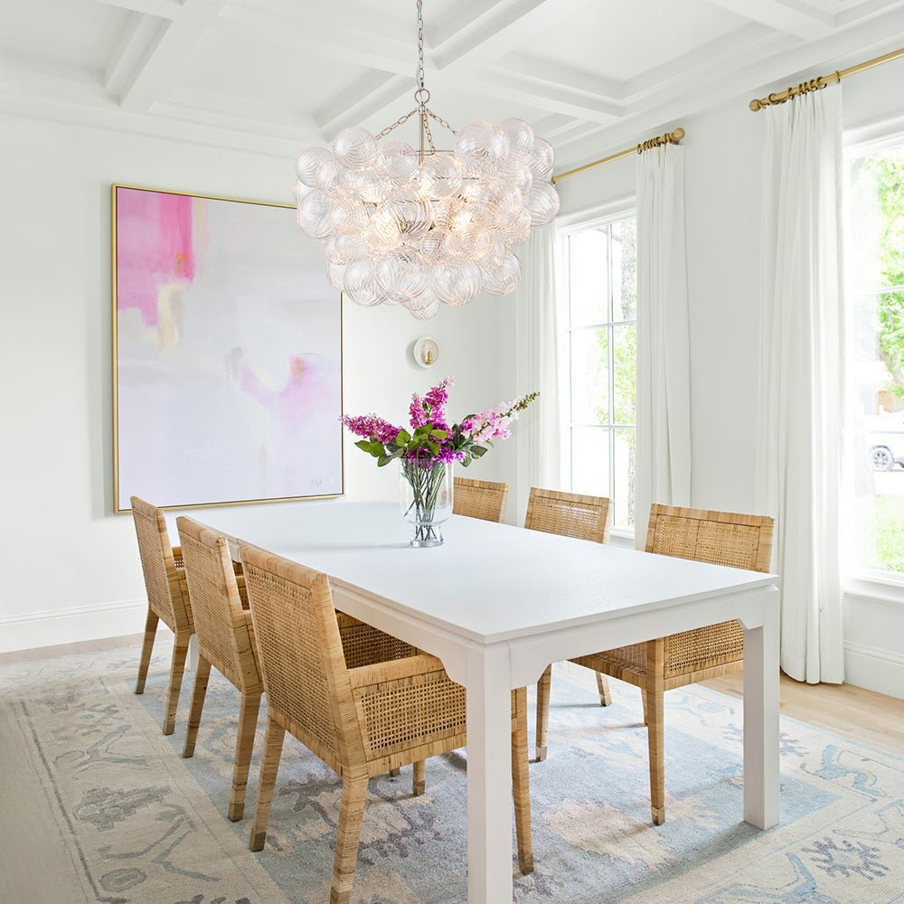 Glazen Bollenkroonluchter Geribbeld Glas 3 of 8 Lichtpunten Hanglamp Messing Nikkel Zwart Dimbaar Eetkamer | Sulvida