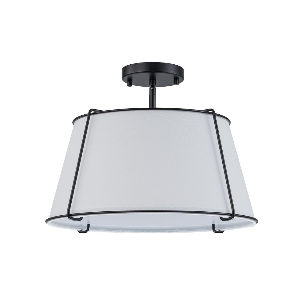 Plafondlamp Linnen Drum Vorm Messing Nikkel Semi-Flush Mount 4 Lichtpunten Klassiek Elegant Woonkamer | Sulvida