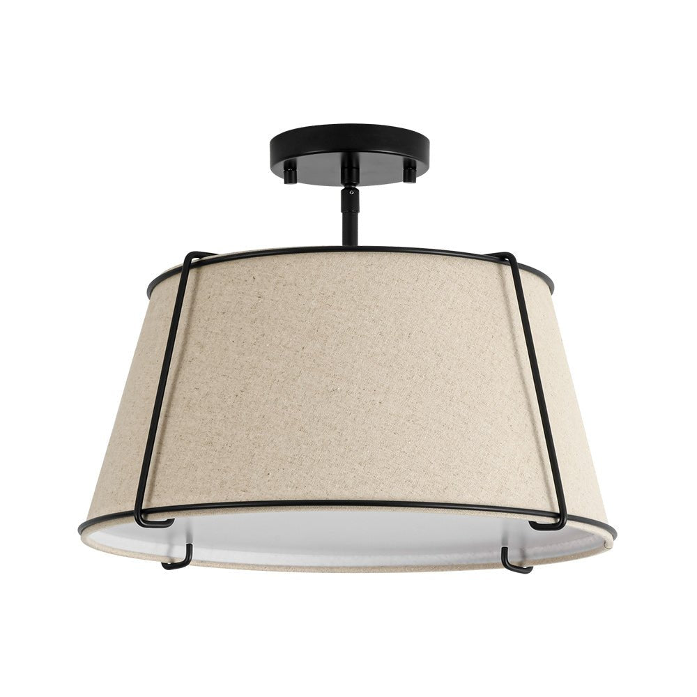Plafondlamp Linnen Drum Vorm Messing Nikkel Semi-Flush Mount 4 Lichtpunten Klassiek Elegant Woonkamer | Sulvida
