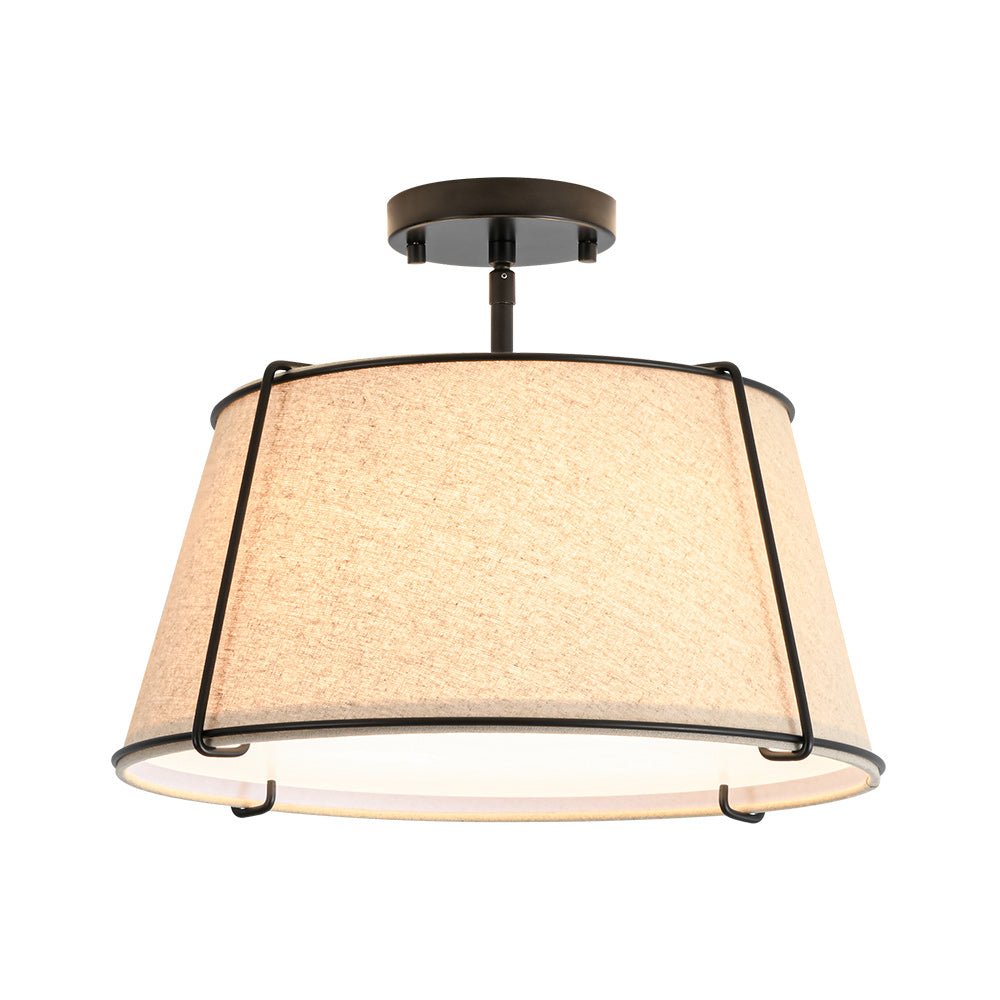 Plafondlamp Linnen Drum Vorm Messing Nikkel Semi-Flush Mount 4 Lichtpunten Klassiek Elegant Woonkamer | Sulvida