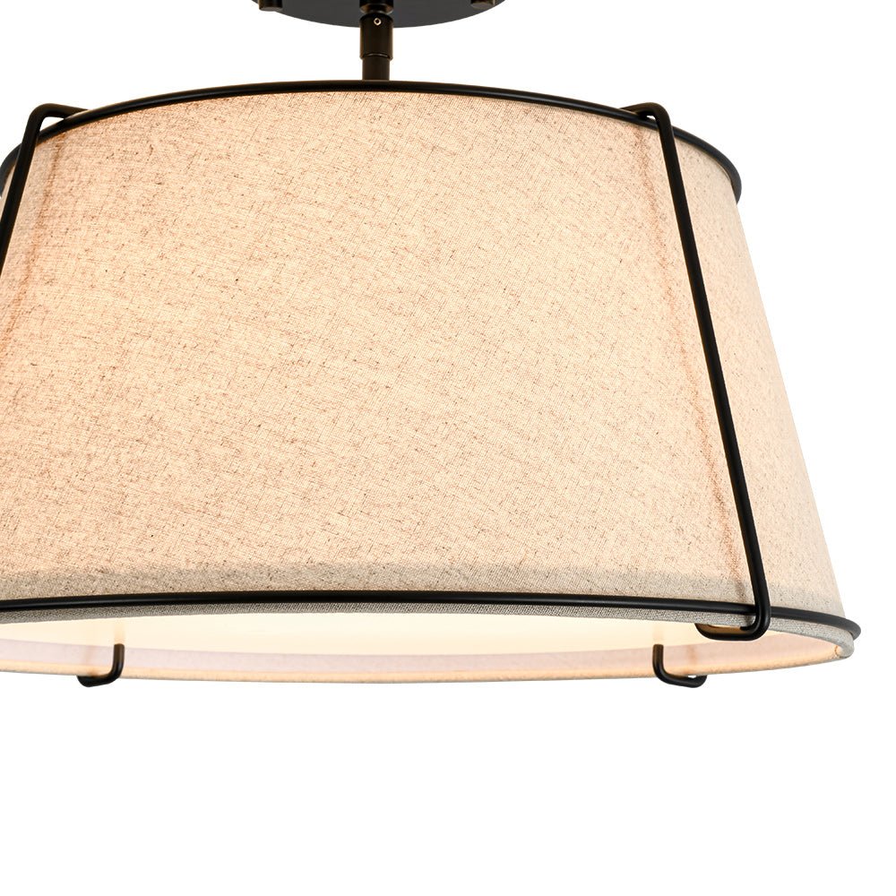 Plafondlamp Linnen Drum Vorm Messing Nikkel Semi-Flush Mount 4 Lichtpunten Klassiek Elegant Woonkamer | Sulvida