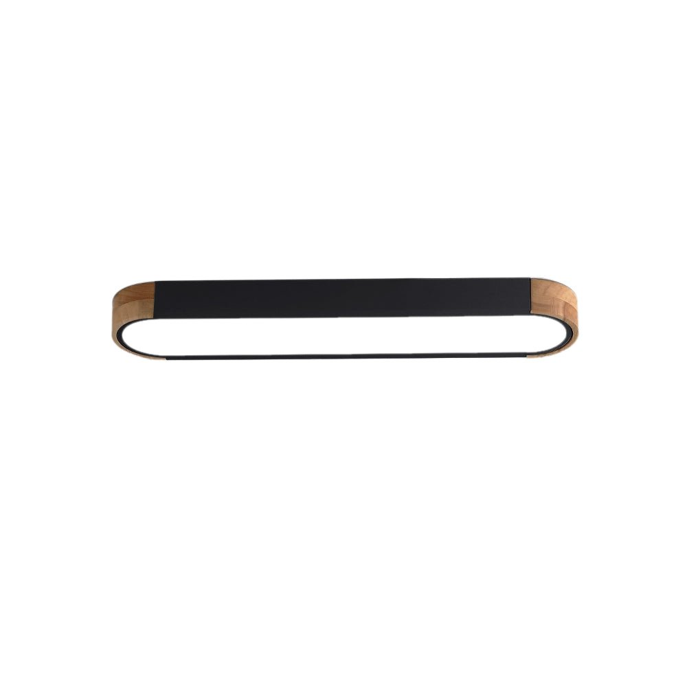 Ovale plafondlamp LED dimbaar 95cm mat zwart wit grijs hout minimalistisch modern design woonkamer slaapkamer | Sulvida