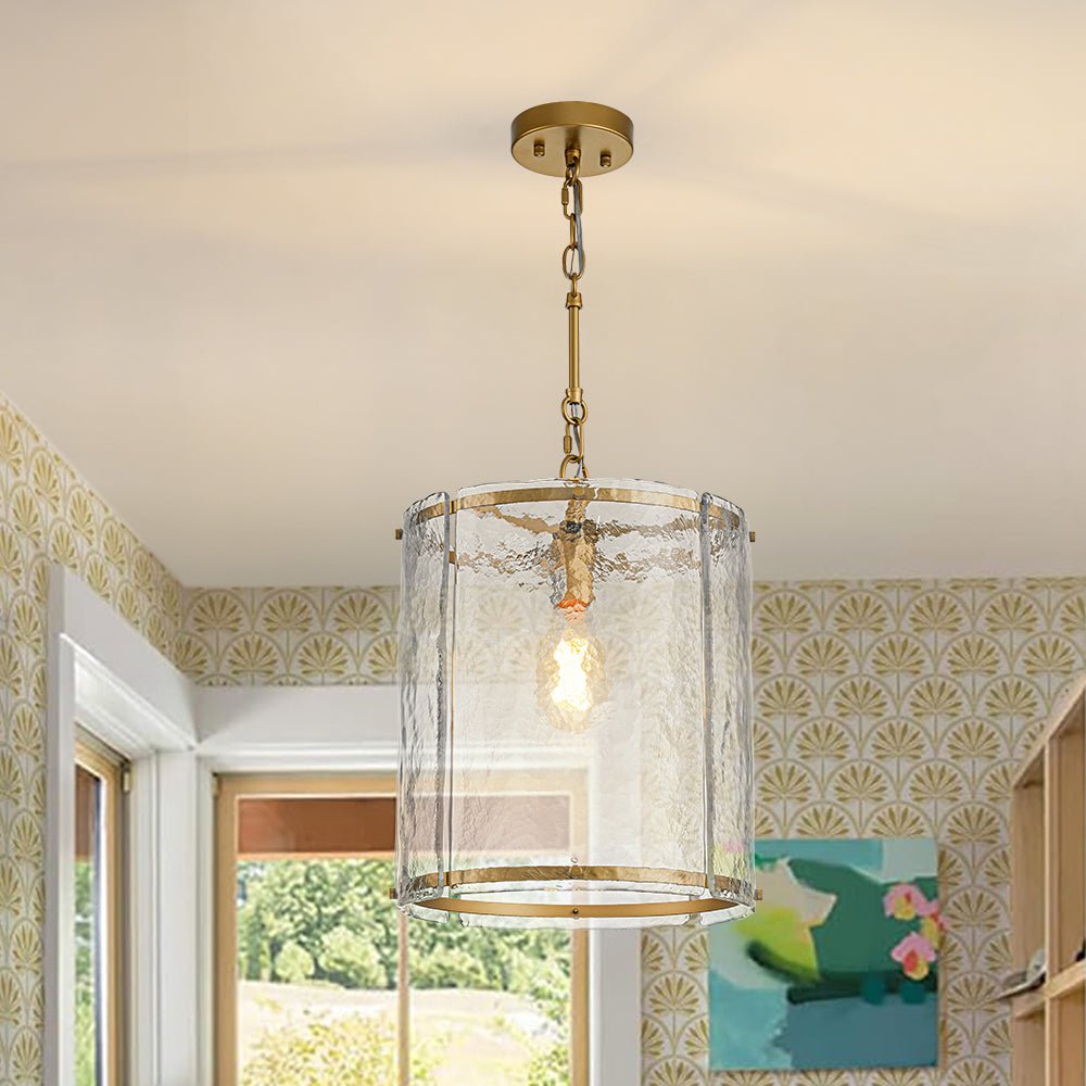 Hanglamp Glas Cilindervormig Kooi Metaal Transparant Geribbeld Water Textuur Keukenlamp Eetkamer Woonkamer | Sulvida