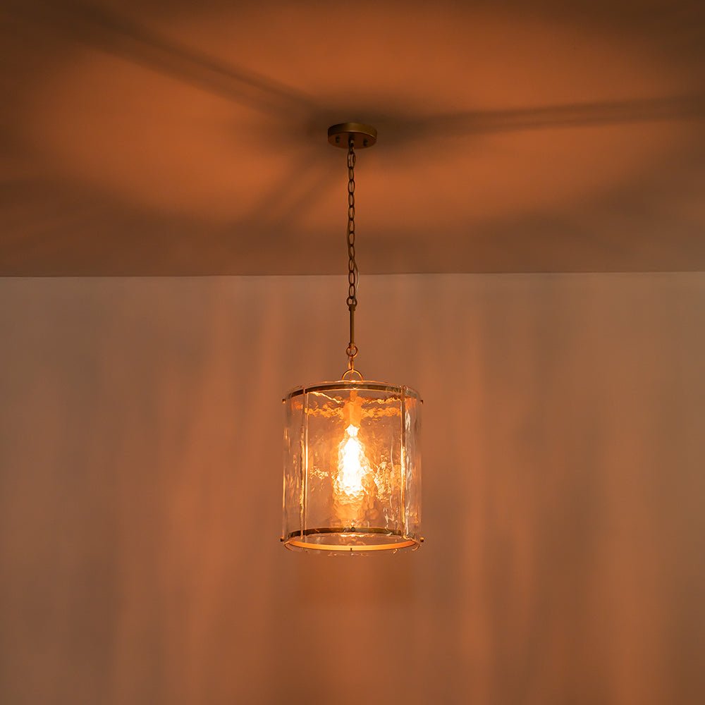 Hanglamp Glas Cilindervormig Kooi Metaal Transparant Geribbeld Water Textuur Keukenlamp Eetkamer Woonkamer | Sulvida