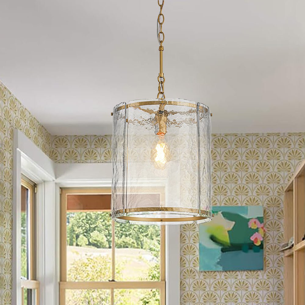 Hanglamp Glas Cilindervormig Kooi Metaal Transparant Geribbeld Water Textuur Keukenlamp Eetkamer Woonkamer | Sulvida