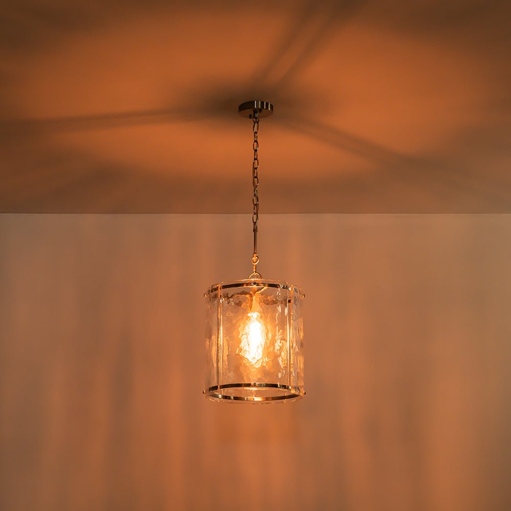 Hanglamp Glas Cilindervormig Kooi Metaal Transparant Geribbeld Water Textuur Keukenlamp Eetkamer Woonkamer | Sulvida
