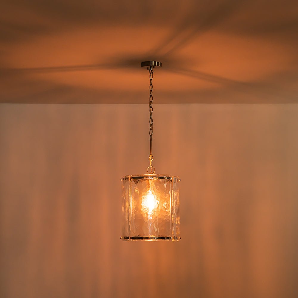 Hanglamp Glas Cilindervormig Kooi Metaal Transparant Geribbeld Water Textuur Keukenlamp Eetkamer Woonkamer | Sulvida