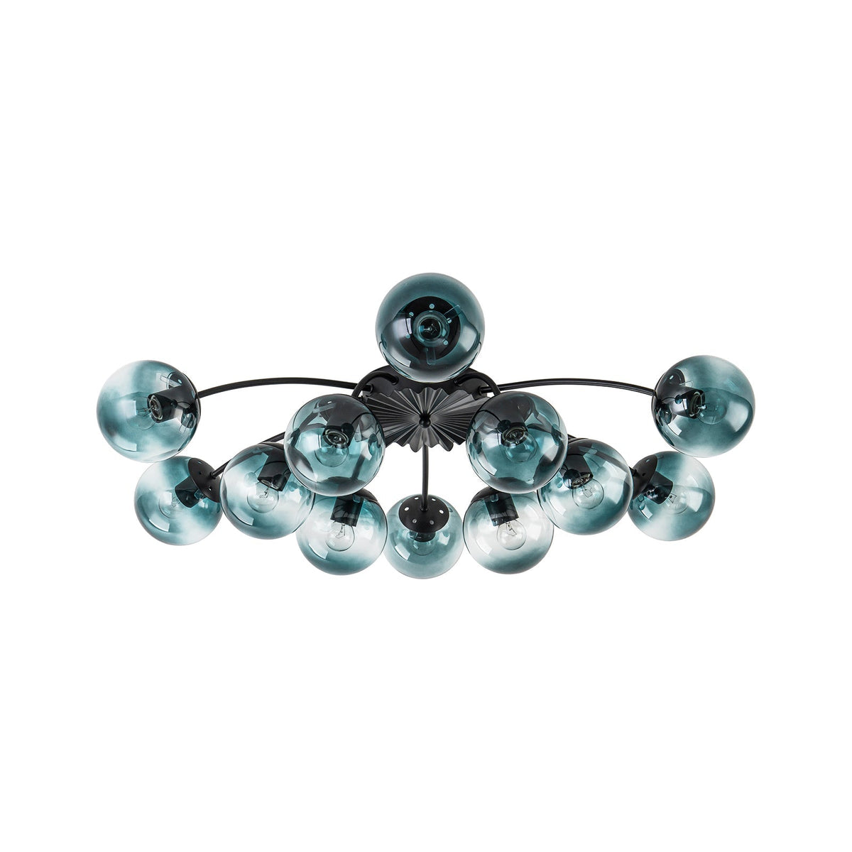Plafondlamp 12 Lichtpunten Blauwe Glazen Bollen Verguld Sputnik Design Kroonluchter Luxe Woonkamer Interieur | Sulvida