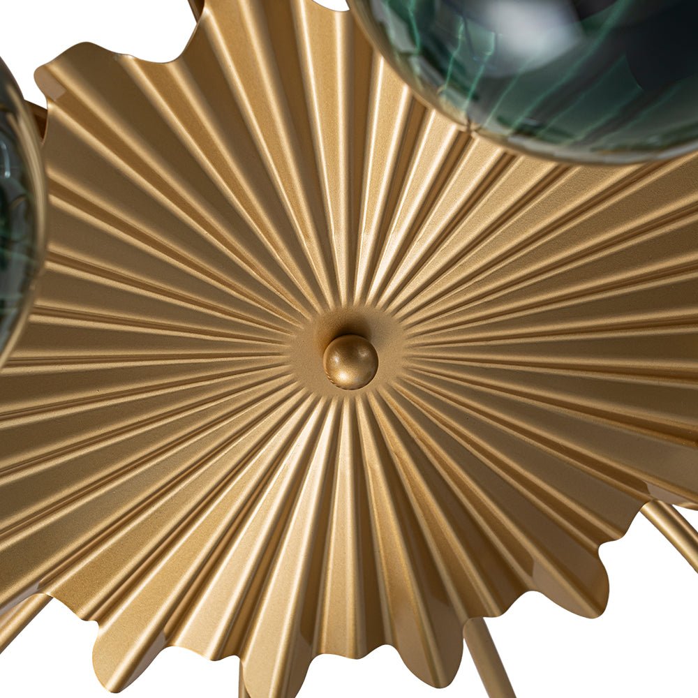 Plafondlamp 12 Lichtpunten Blauwe Glazen Bollen Verguld Sputnik Design Kroonluchter Luxe Woonkamer Interieur | Sulvida