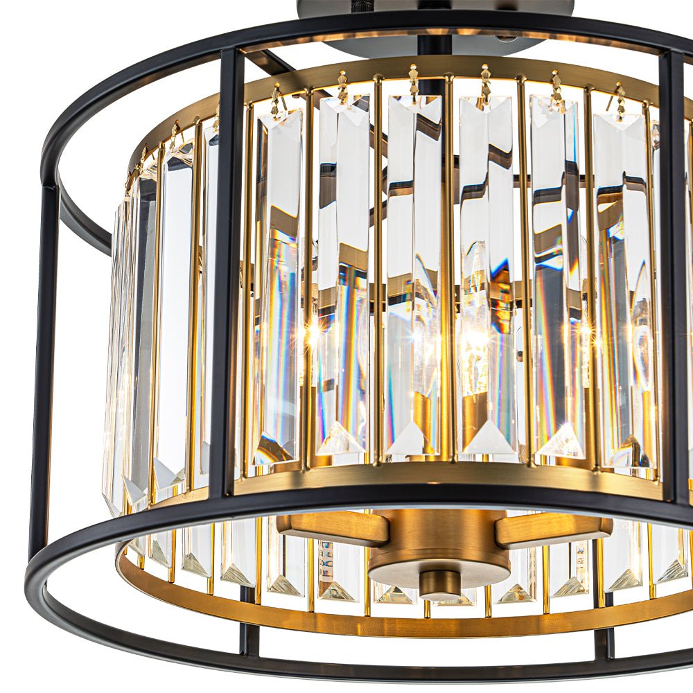 Plafondlamp Kristal Zwart Messing 3 Lichts Design Entree Keuken Woonkamer Eetkamer Slaapkamer Interieur | Sulvida