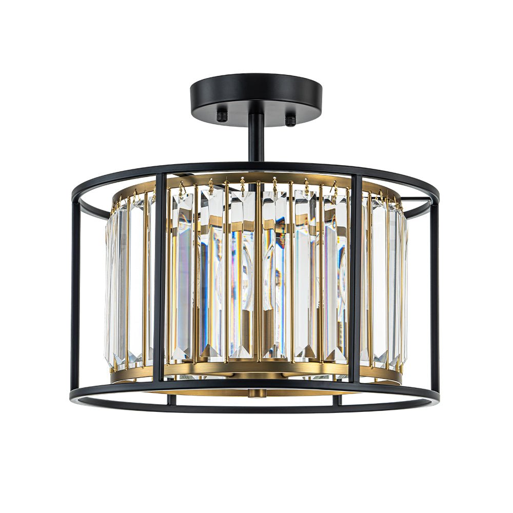 Plafondlamp Kristal Zwart Messing 3 Lichts Design Entree Keuken Woonkamer Eetkamer Slaapkamer Interieur | Sulvida