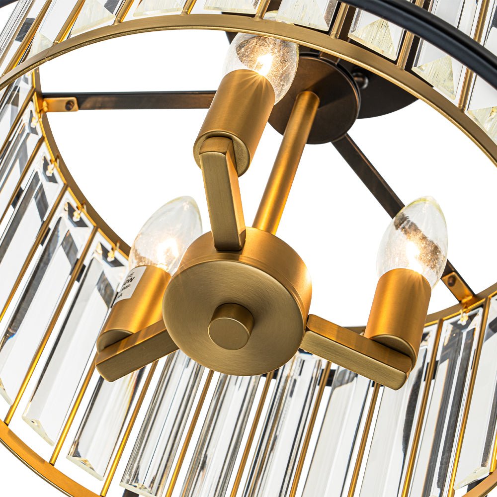 Plafondlamp Kristal Zwart Messing 3 Lichts Design Entree Keuken Woonkamer Eetkamer Slaapkamer Interieur | Sulvida